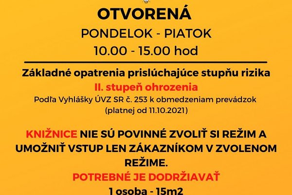 Otváracie hodiny a pravidlá v UK KU od 11.10.2021