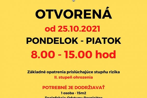 Otváracie hodiny a pravidlá v UK KU od 25.10.2021