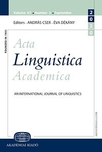 Acta Linguistica Academica Special issue