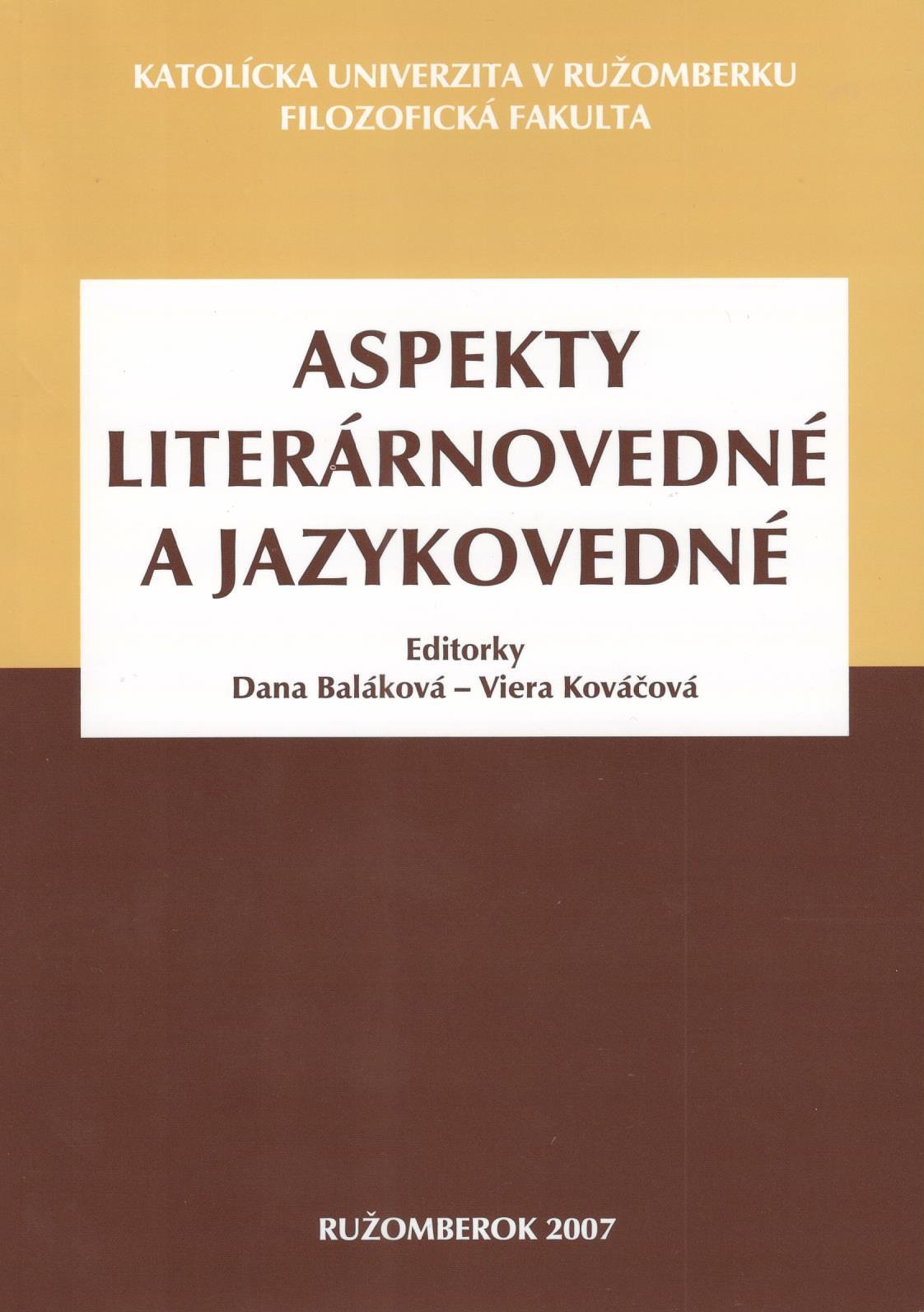 Aspekty literárnovedné a jazykovedné