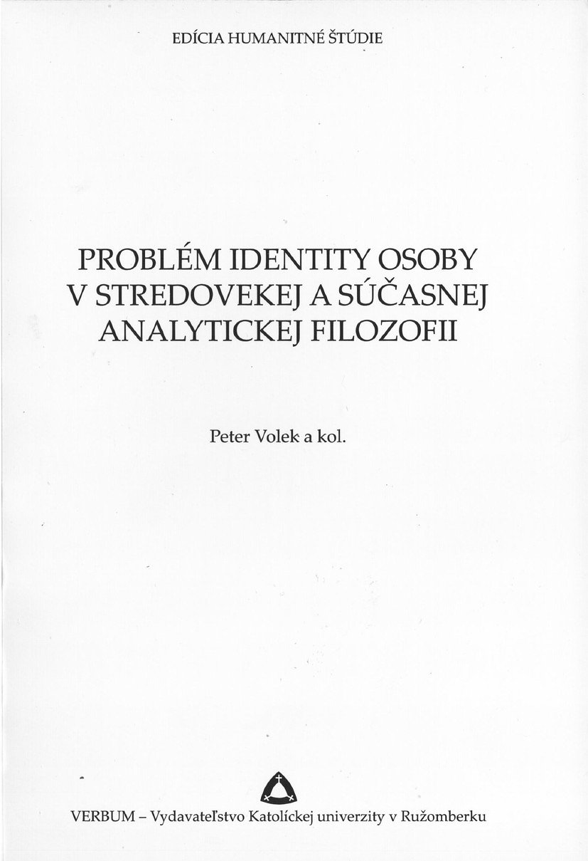 Problém identity osoby v stredovekej a súčasnej analytickej filozofii