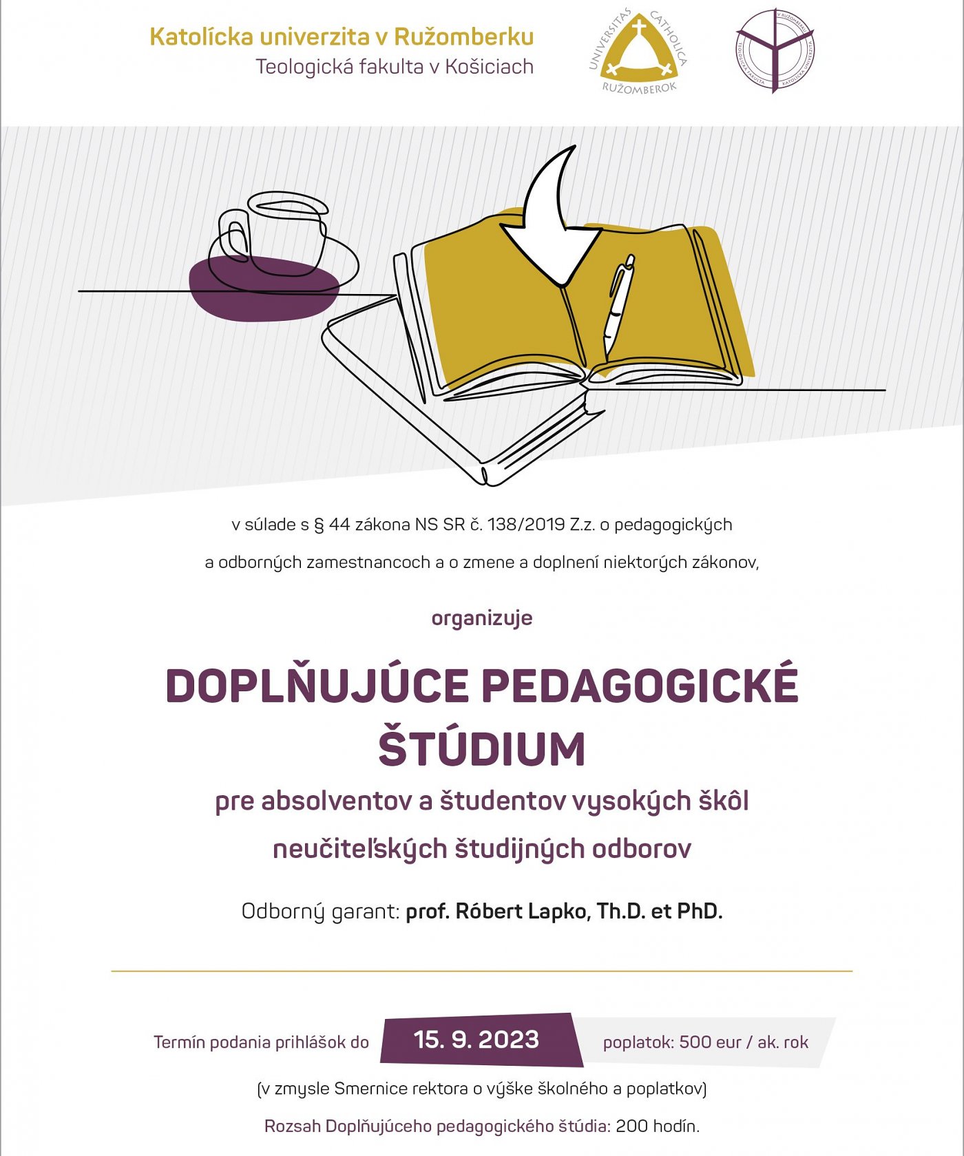 Doplňujúce pedagogické štúdium (DPŠ) na TF KU