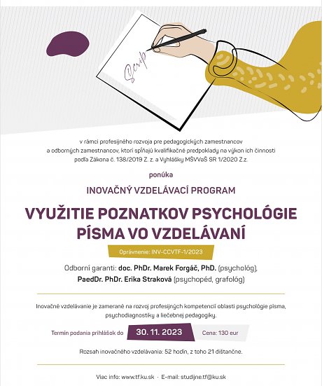 Využitie poznatkov psychológie písma vo vzdelávaní