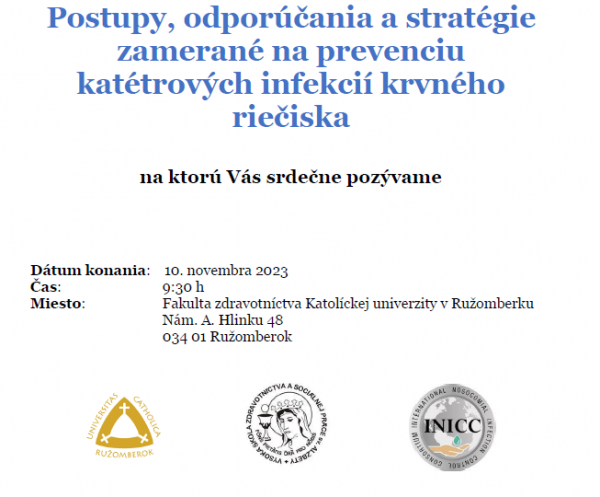 Postupy, odporúčania a stratégie zamerané na prevenciu katétrových infekcií krvného riečiska