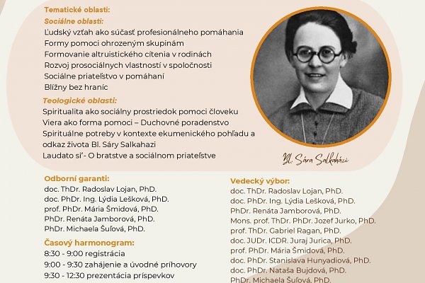 O bratstve a sociálnom priateľstve vo svetle ekumenického  pohľadu a odkaz života Bl. Sáry Salkahazi