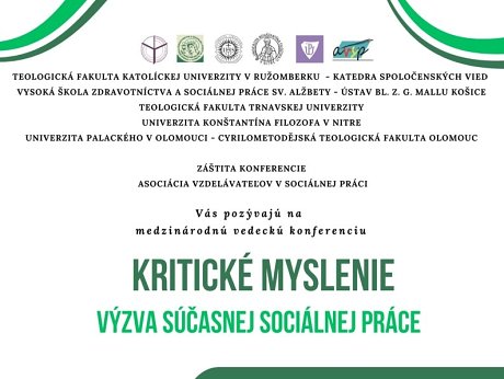 Konferencia: Kritické myslenie - výzva súčasnej sociálnej práce