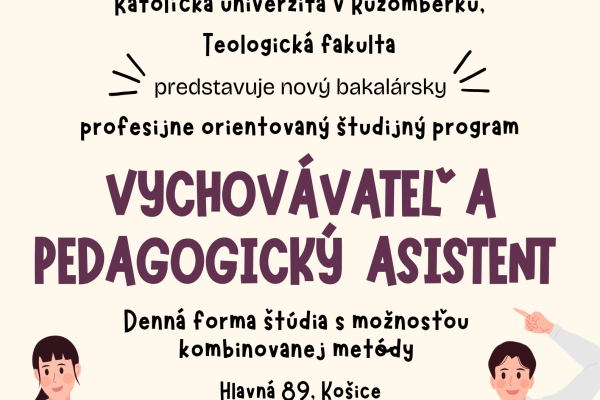 Nový študijný program - Vychovávateľ a pedagogický asistent už čoskoro