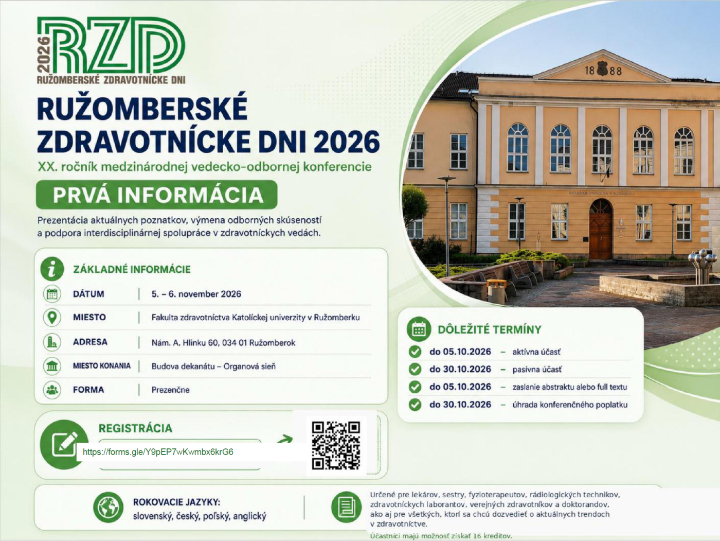 Pozvánka na Ružomberské zdravotnícke dni 2026